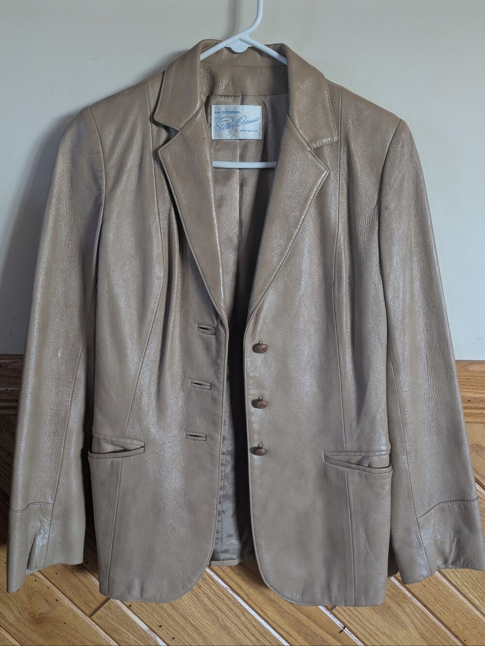 Vintage Taupe Leather Blazer